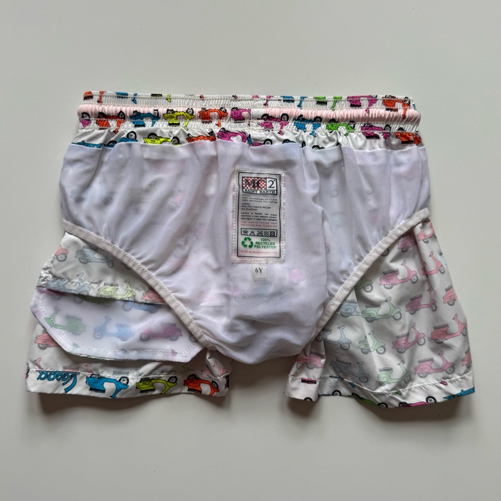 MC2 Saint Barth Boys Lightweight Fabric Swim Shorts Jean Lighting w/ Vespa Print - Picture 12 of 15
